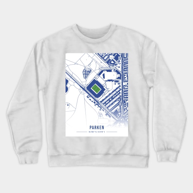 Parken White Map Design Crewneck Sweatshirt by TopFootballStadiums
